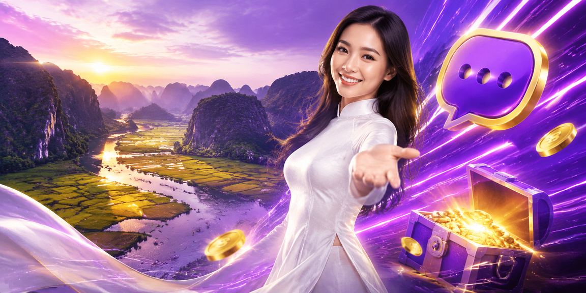 Người phụ nữ mặc áo dài Ninh Bình xem thông tin thưởng nạp tiền trực tuyến
